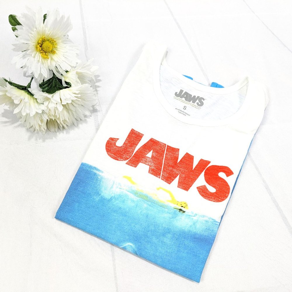 Jaws Movie Blue White Graphic Tank SZ S - Picture 1 of 6